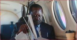 A file image of ODM leader Raila Odinga inside a plane.